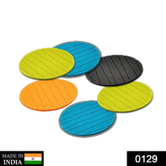 Set of 6 round silicone drink coasters