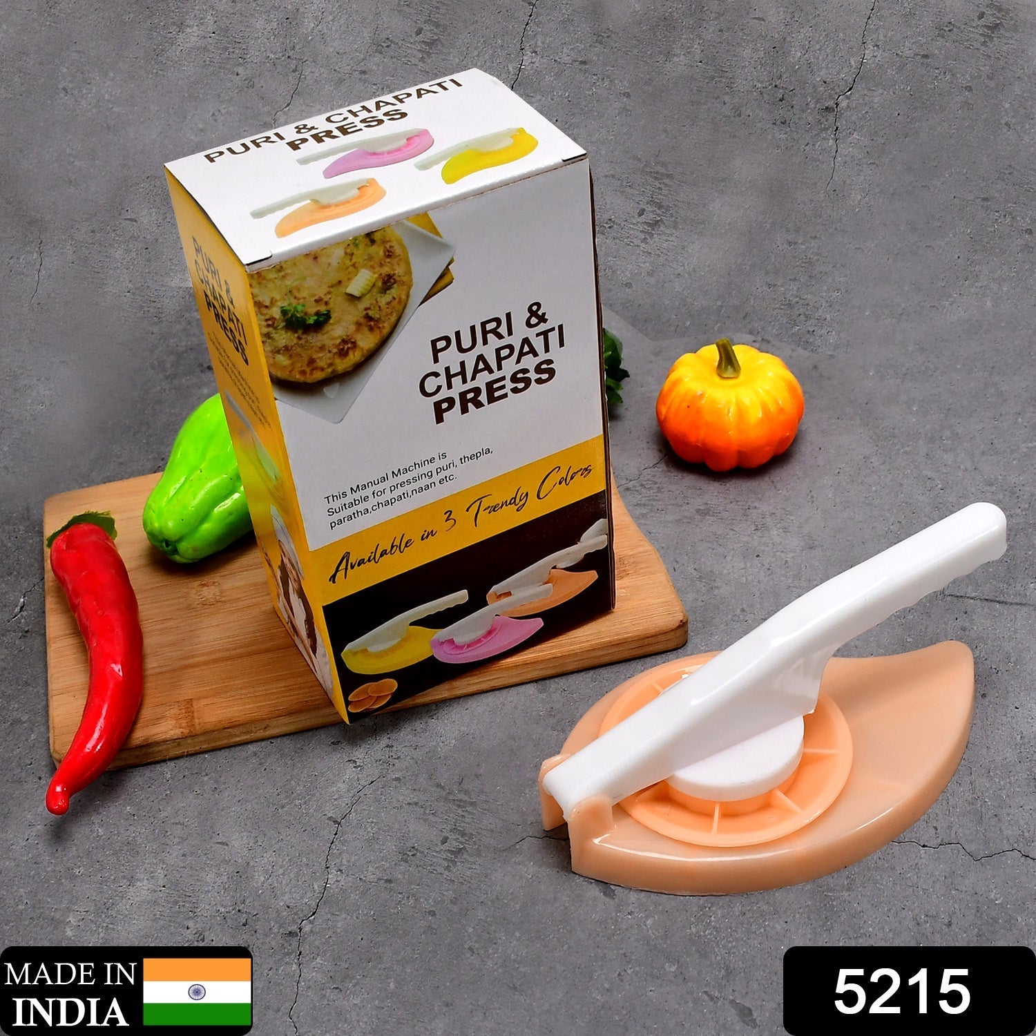 Kitchen-friendly chapati press machine made of durable plastic.