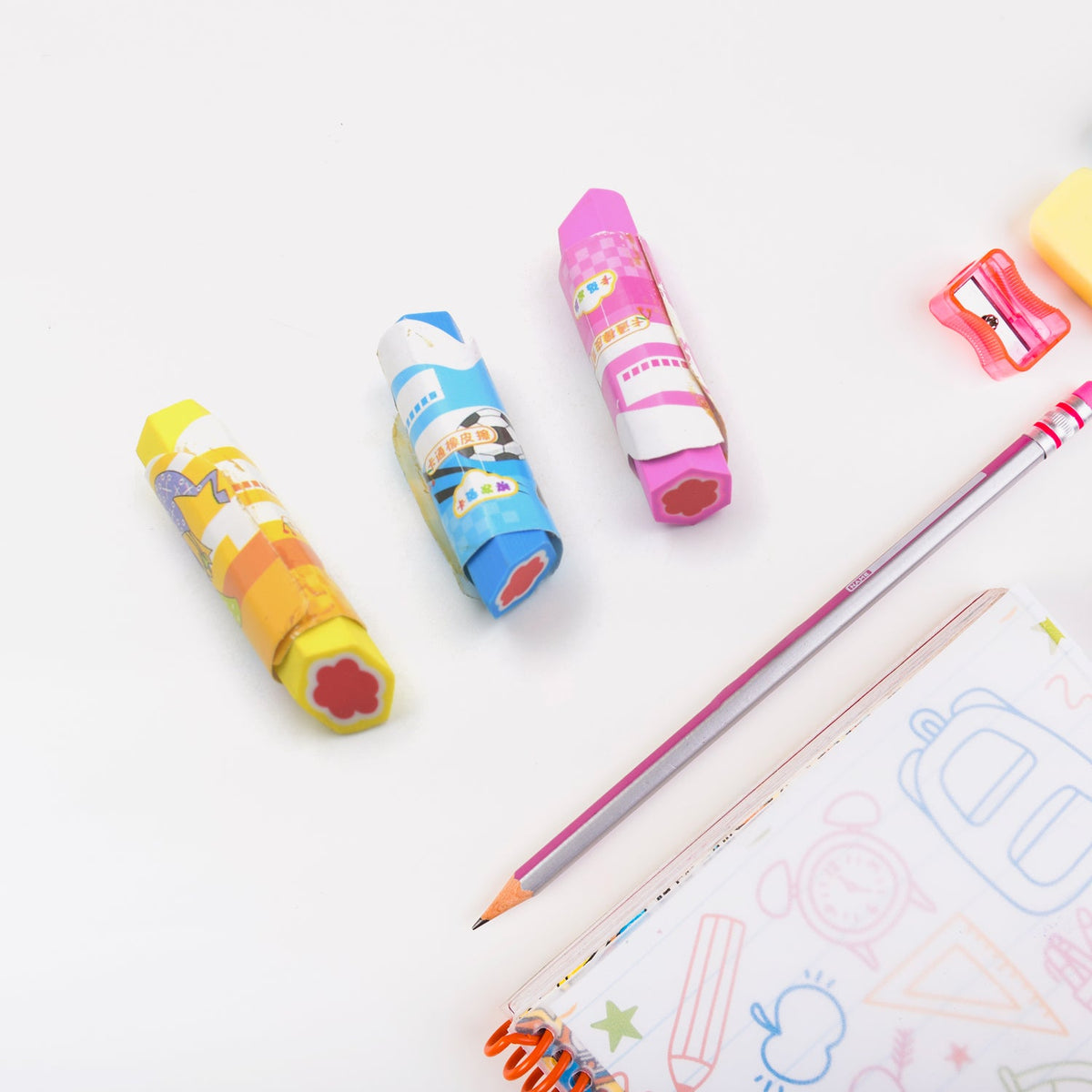 Lipstick-shaped rubber eraser for kids