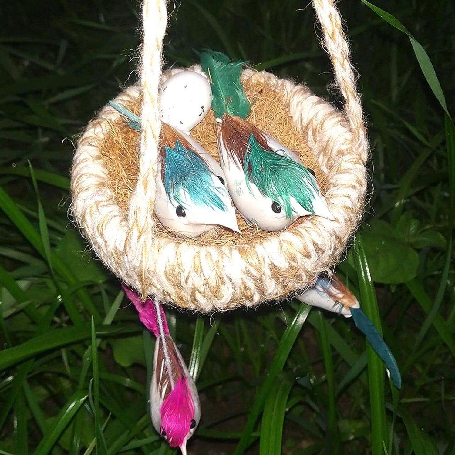 Jute hanging bird's nest, home decor item, brown box included