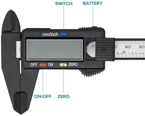 Precision digital caliper with LCD screen