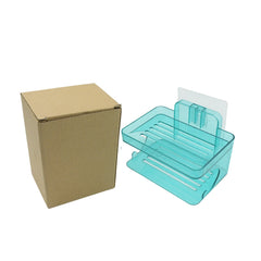 Two-layer soap holder with hook, plastic, self-adhesive