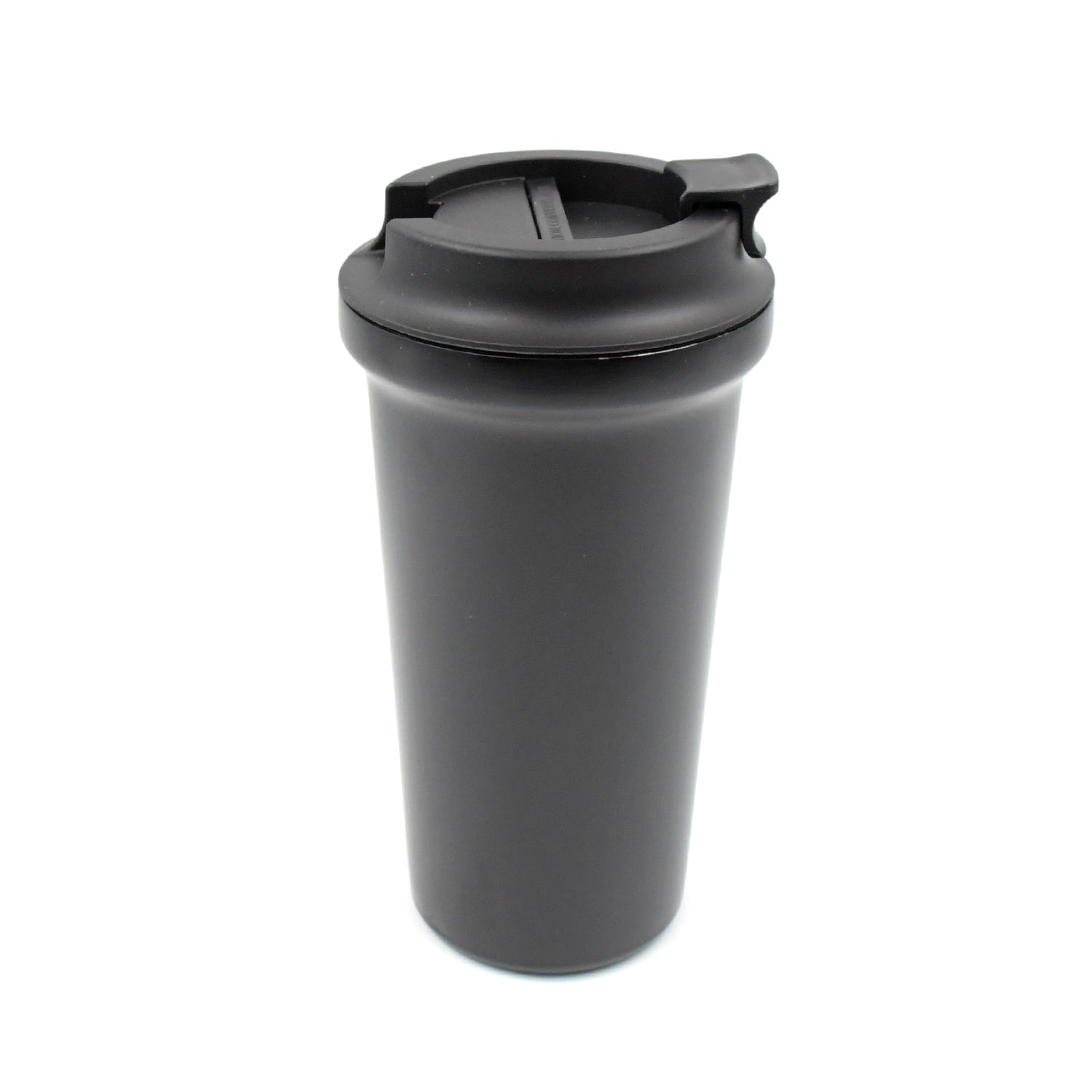 Leak-proof travel mug with double-walled insulation.