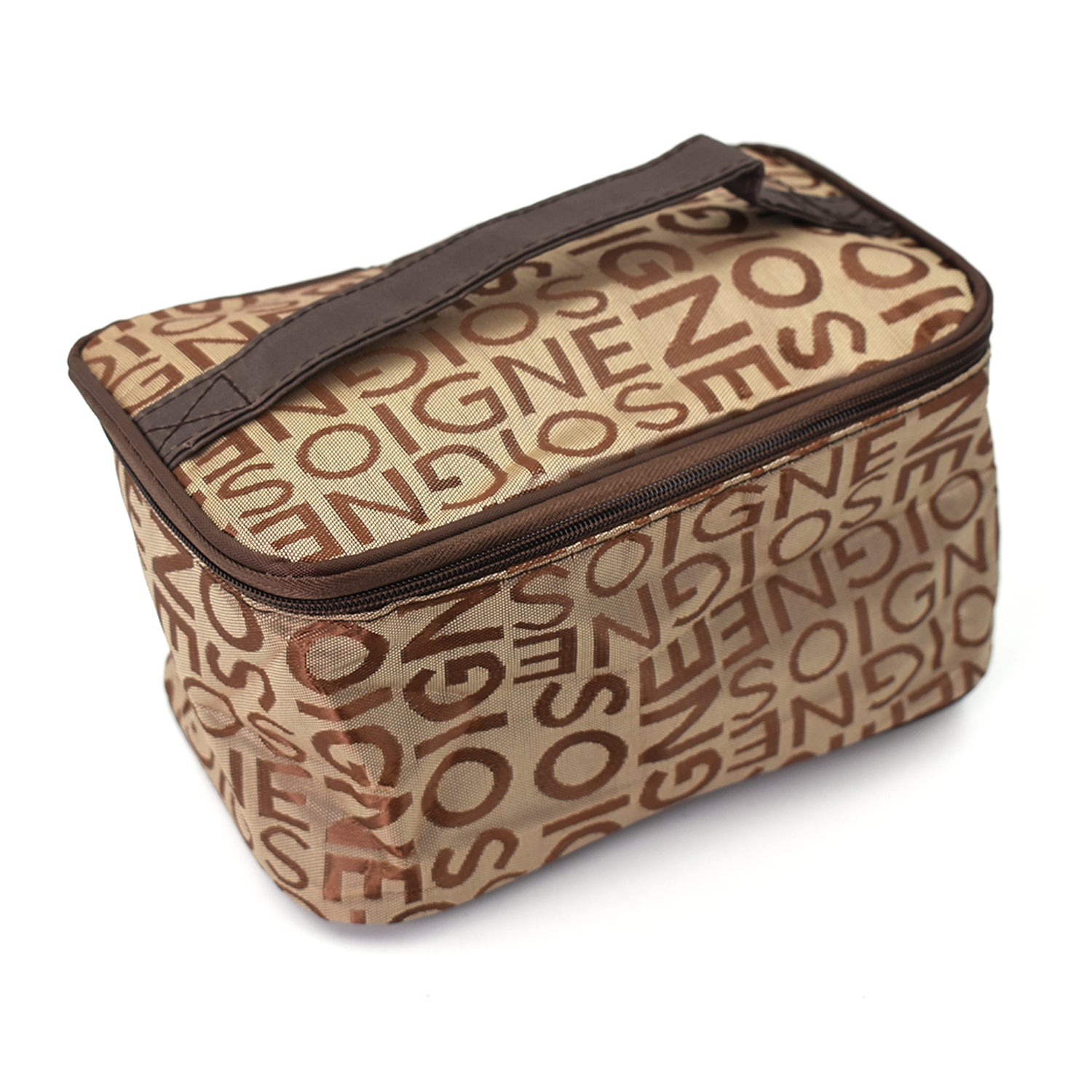 Portable makeup bag for travel and storage.