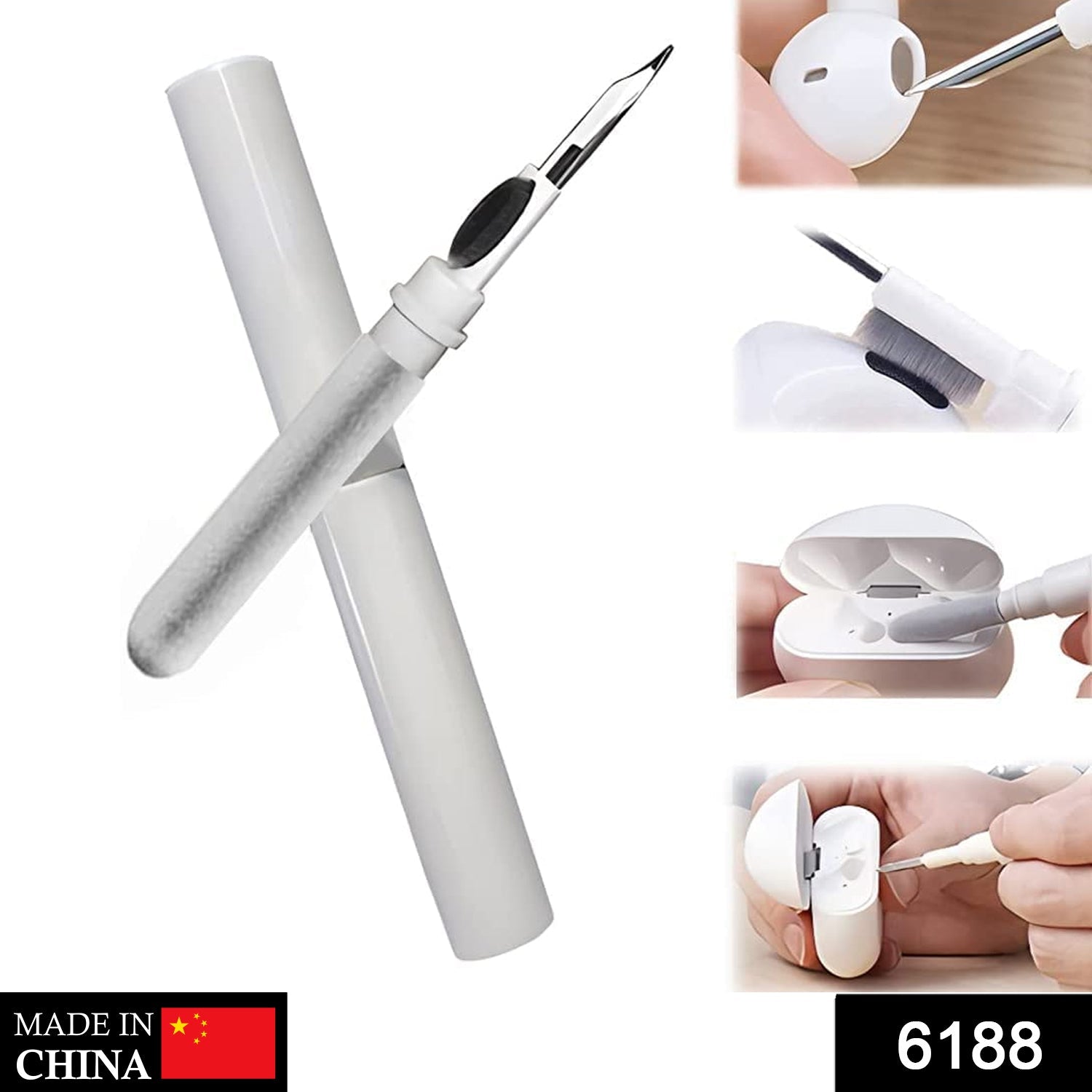 3 In 1 Earbuds Cleaning Pen For Cleaning Of Ear Buds And Ear Phones Easily Without Having Any Damage.