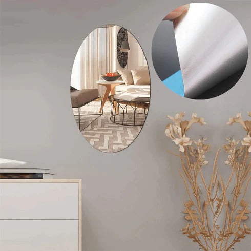 Small oval mirror for dressing, wall sticker design