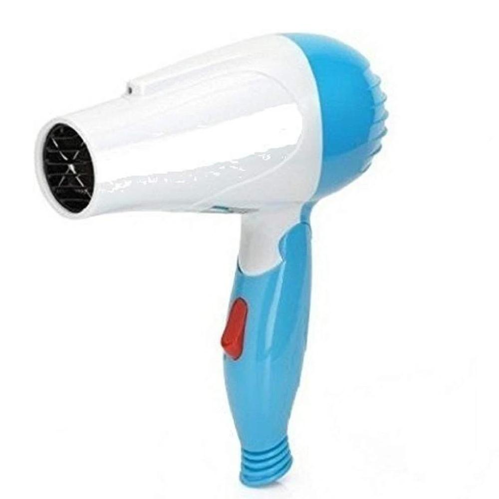 Hair dryer with foldable design and 2 speeds.