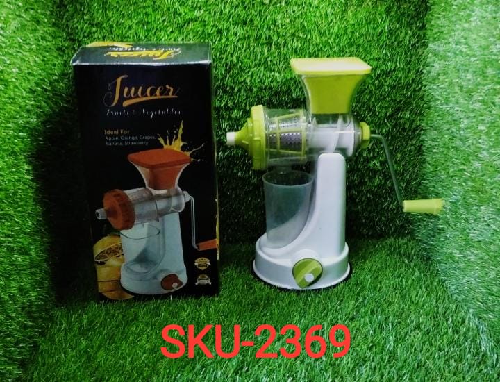 Steel handle fruit and vegetable juicer for kitchen use.