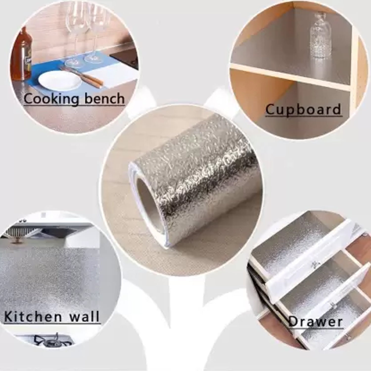 Kitchen foil paper sticker roll for walls and drawers