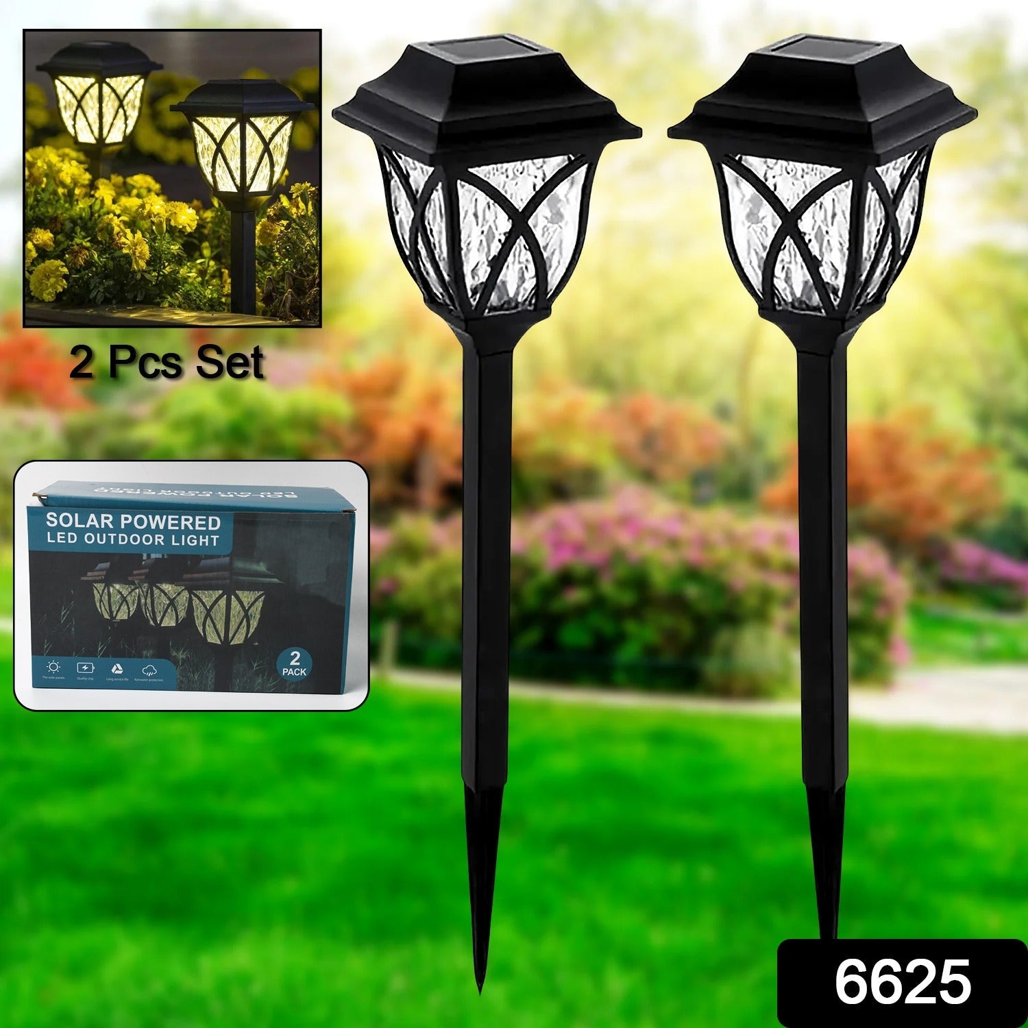 Solar Garden Lights LED Outdoor Stake Spotlight Fixture for Garden Light (Pack of 2pc )