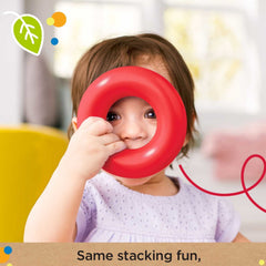 Plastic stacking rings educational toy with teddy bear design