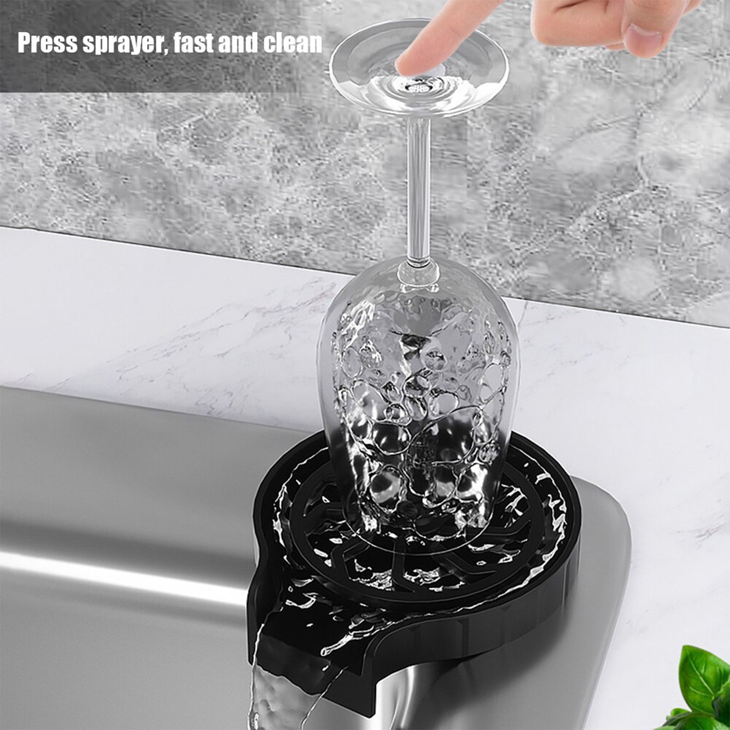 Kitchen sink glass rinser