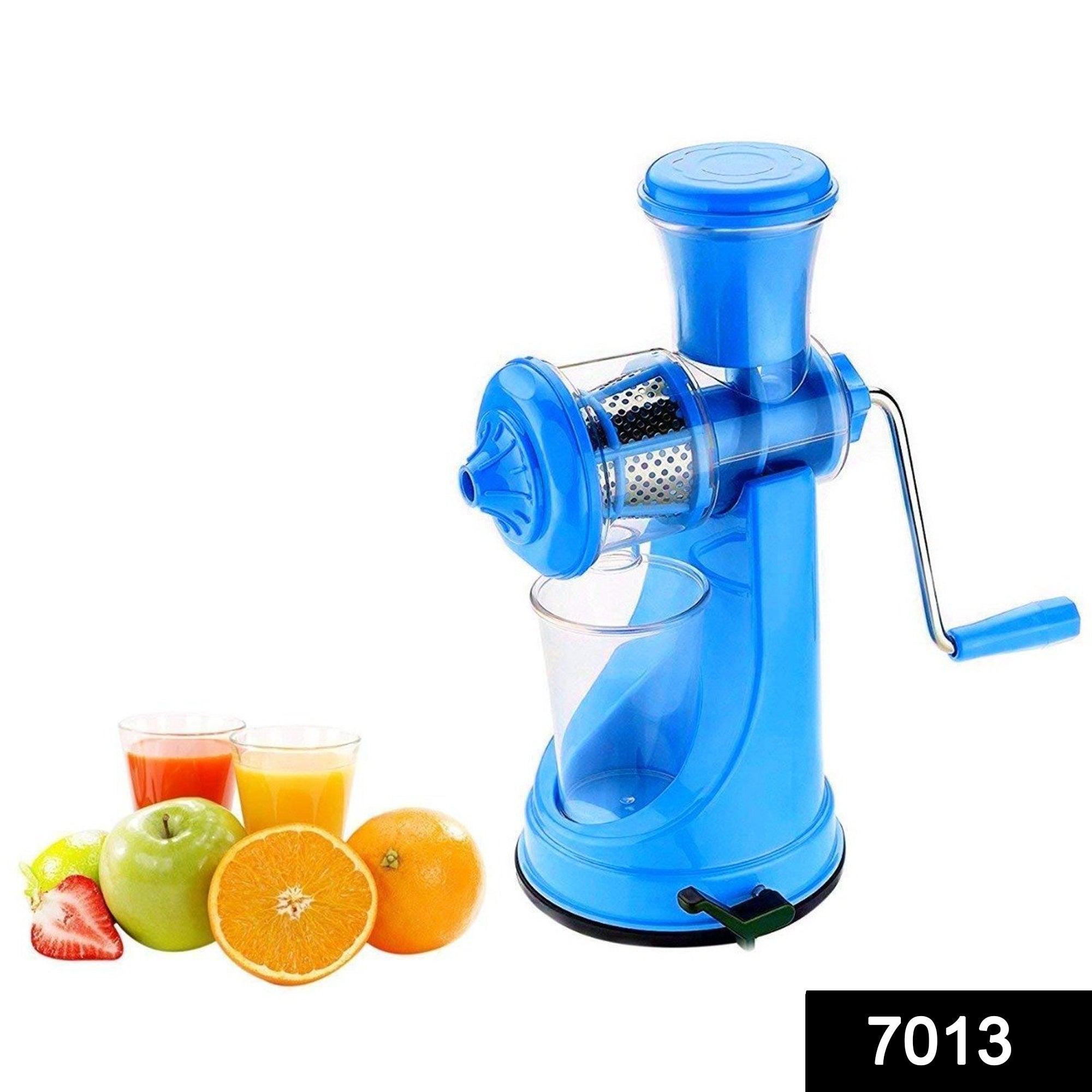 manual juicer with strainer and multicolor design