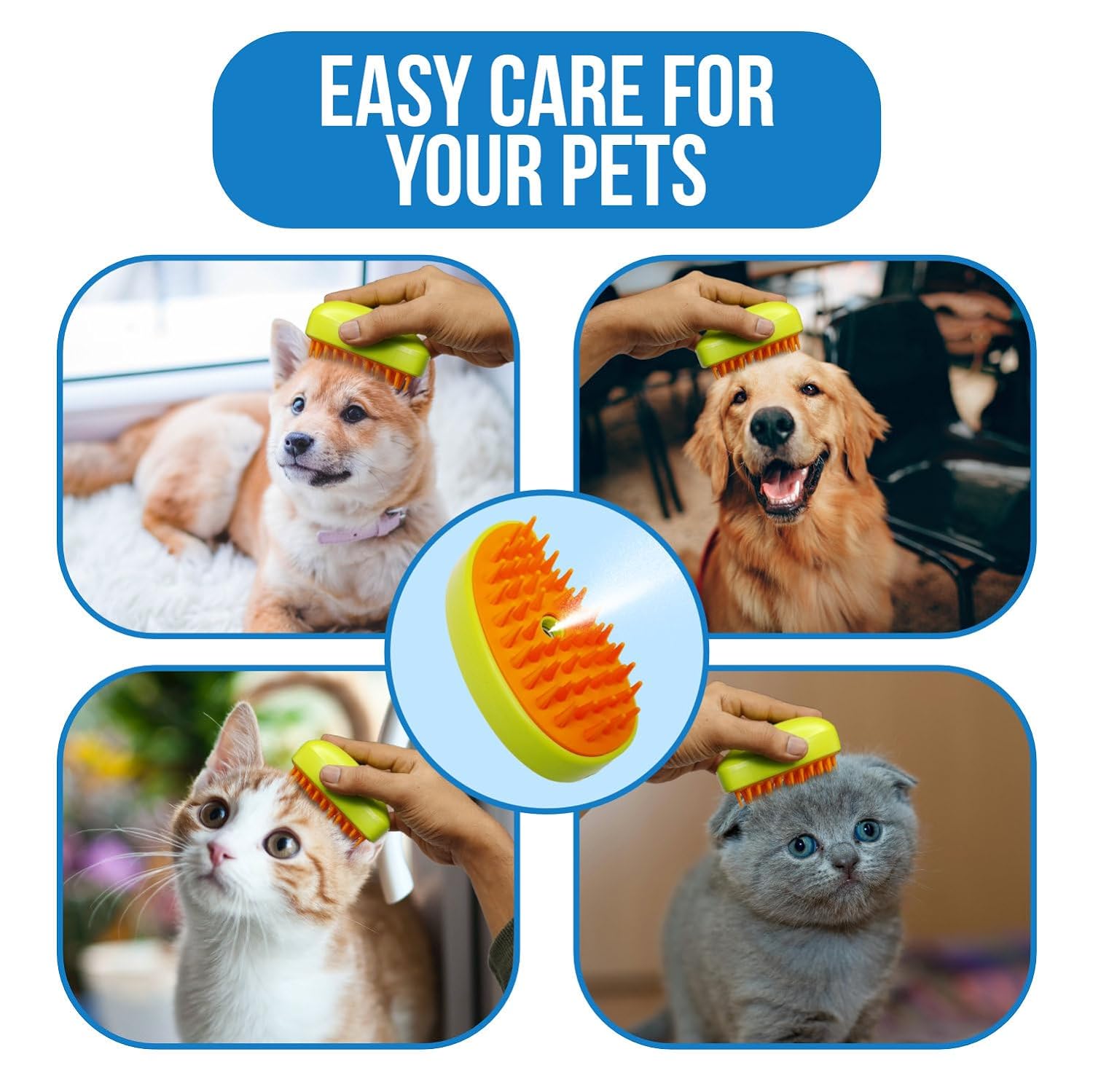 3 In1 Cat Steamy Brush, Self Cleaning Steam Cat Brush Cat Steamer Brush for Massage Cat Grooming Brush Pet Hair Removal Comb for Cat and Dog, for Removing Tangled and Loose Hair