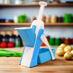 Vegetable chopper with ergonomic hand press