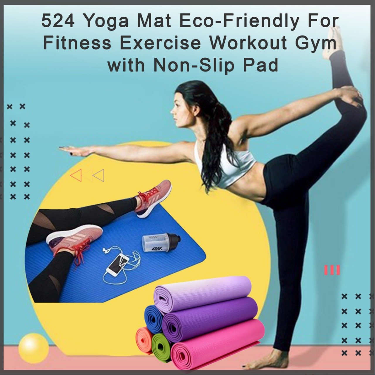 Yoga mat for exercise, eco-friendly with non-slip surface, 180x60 cm.