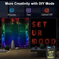 Strings Smart 400 Led Curtain Light Bluetooth App Music Sync DIY Customize Pattern and Text RGB Colorful Light