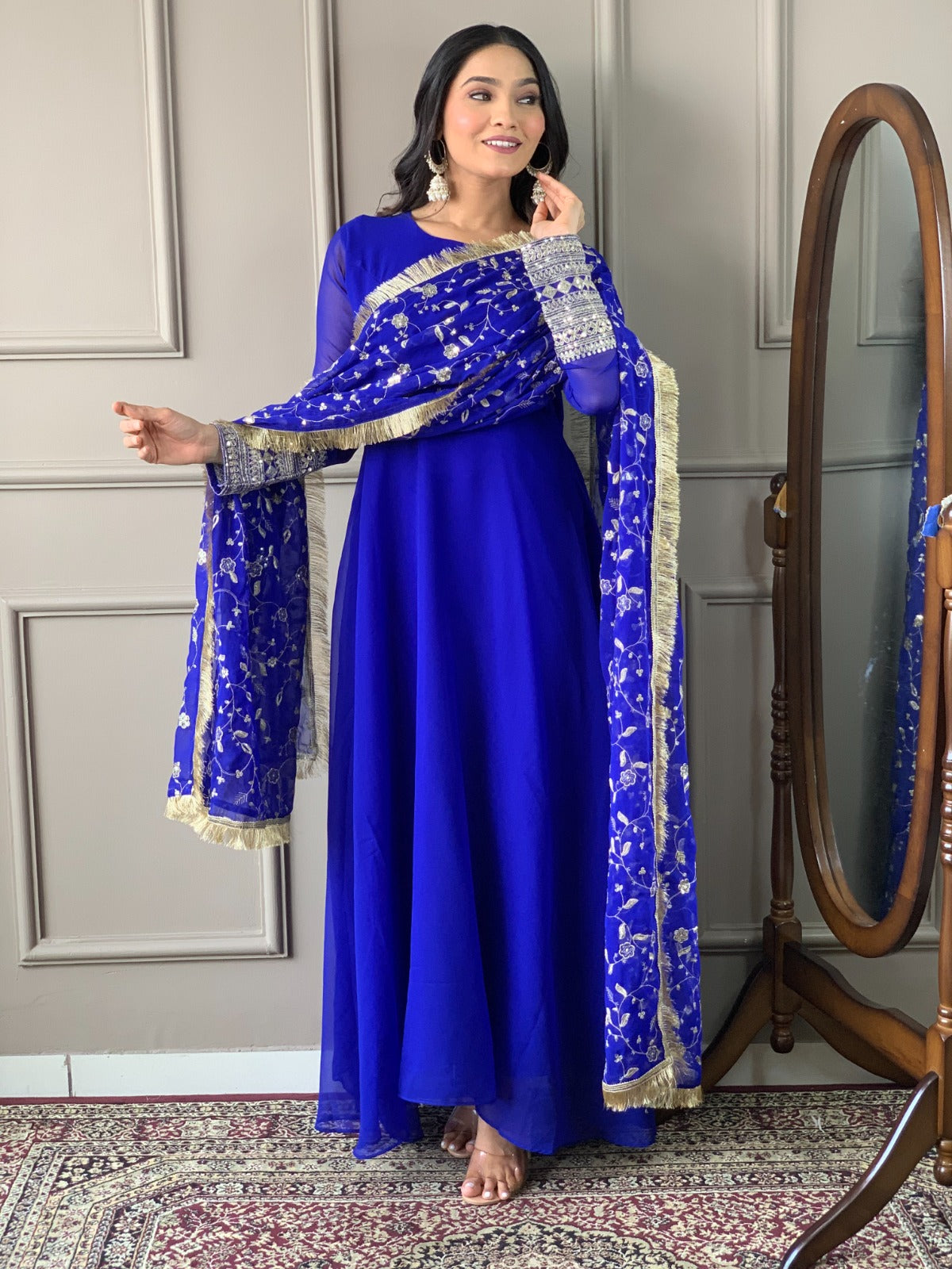 Women Royal Blue Kurti Set