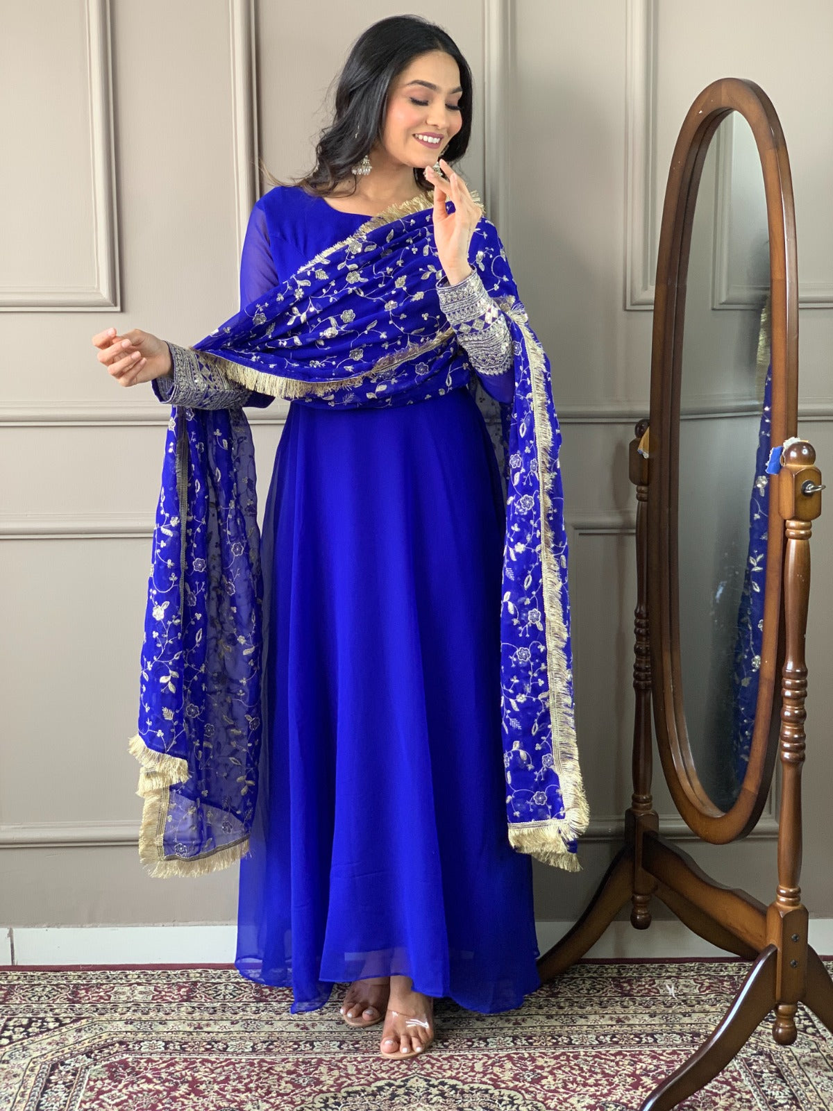 Women Royal Blue Kurti Set