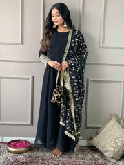 Women black Kurti Set with Heavy Dupatta