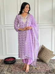 Women Purple Kurti Set