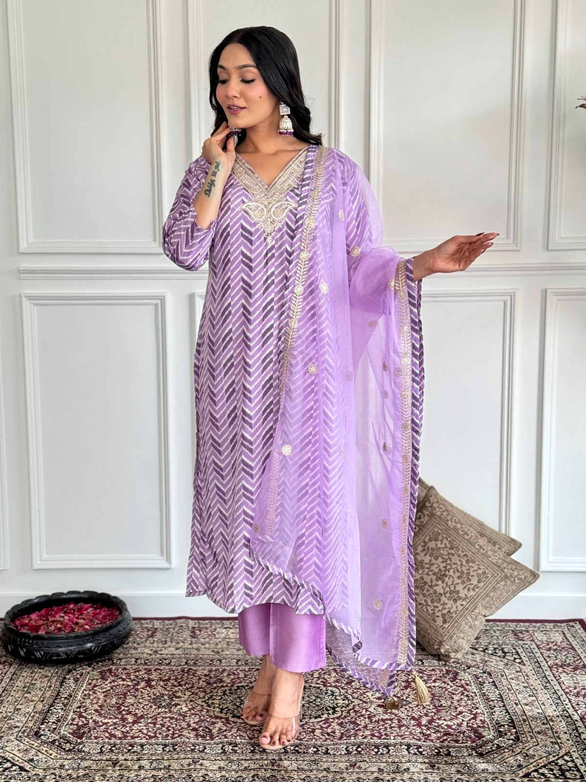 Women Purple Kurti Set