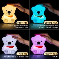 Bear Night Light for Kids,16 Colour Changing Baby Night Light